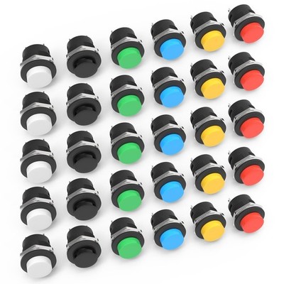30Pcs R13-507 Momentary Push Button, 2-Pin -Resetting Mini No Lock Round SPST...