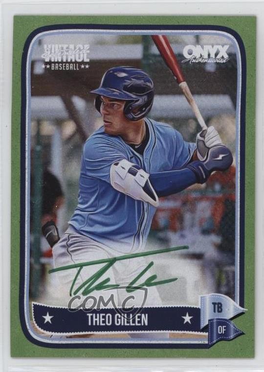 2024 Onyx Vintage Extended Green Bordered 35/50 Theo Gillen #VATHGI Auto 0j81