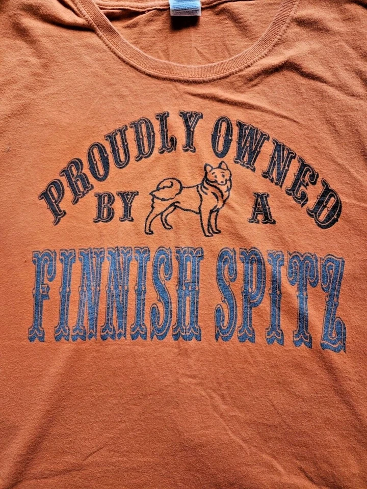 Camiseta XL Juvenil Naranja Propiedad del Finlandés Spitz Gildan LEER Foto 2 de 4