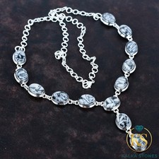 Friendship Day Deal 925 Sterling Silver Pinolith Jasper Stone Chain New Necklace