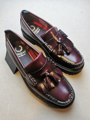 Fred Perry x G.H Bass Herren Größe UK 7 Weejuns Halbschuhe mit Tasseled (Neu mit Etikett) Ochsenblutrot