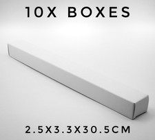 10x White Cardboard Boxes Reactangular Square Narrow Long 2.5 X 3.3x 30.5cm UK
