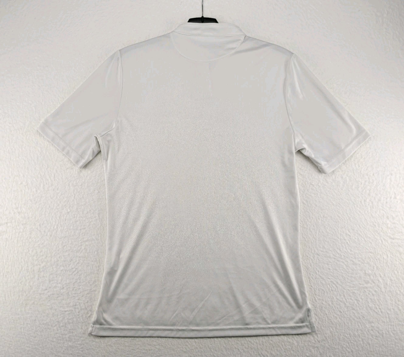 Men's sports polo shirt size L white stand-up collar short sleeve Henley T-shirt polyester image 4