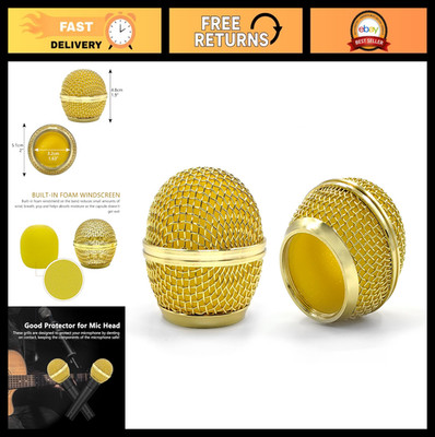 Replacement Microphone Grille for SM58, BETA 58A, PGX24 - Gold (2 Pack)