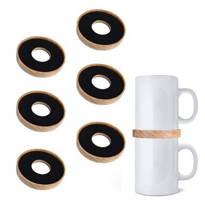 6-Pack Wooden Coffee Mug Stackers Organizer for Kitchen Cabinet 3.93in
