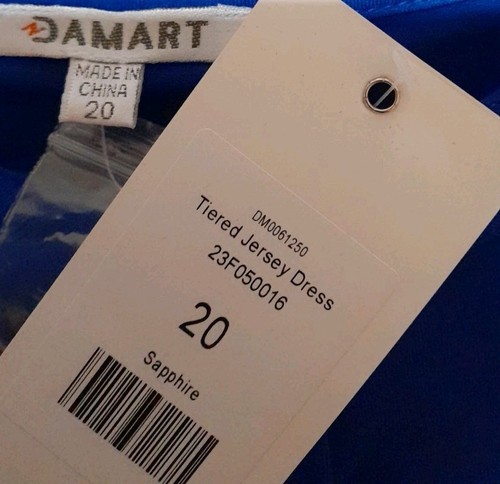 New, Damart Women's size 20 Electric Blue Tiered dress Long Sleeve - Picture 6 of 8