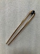 Vintage Artisan 12k GF/Onyx on Gold ToneMetal 6  French Hair U-Pin