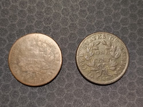 (2) Draped Bust Large Cent 1c ~ 1- 1802 & 1- No Date - Picture 2 of 2