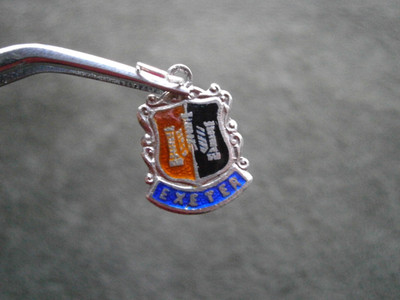 Exeter Devon UK Vintage Sterling Silver Enamel Travel Shield Crest Charm 1.3g