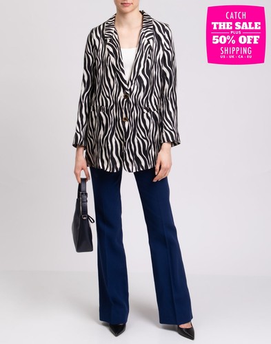 RRP €475 MOMONI Silk Blazer Jacket US2 IT40 XS Zebra Pattern Lightweight