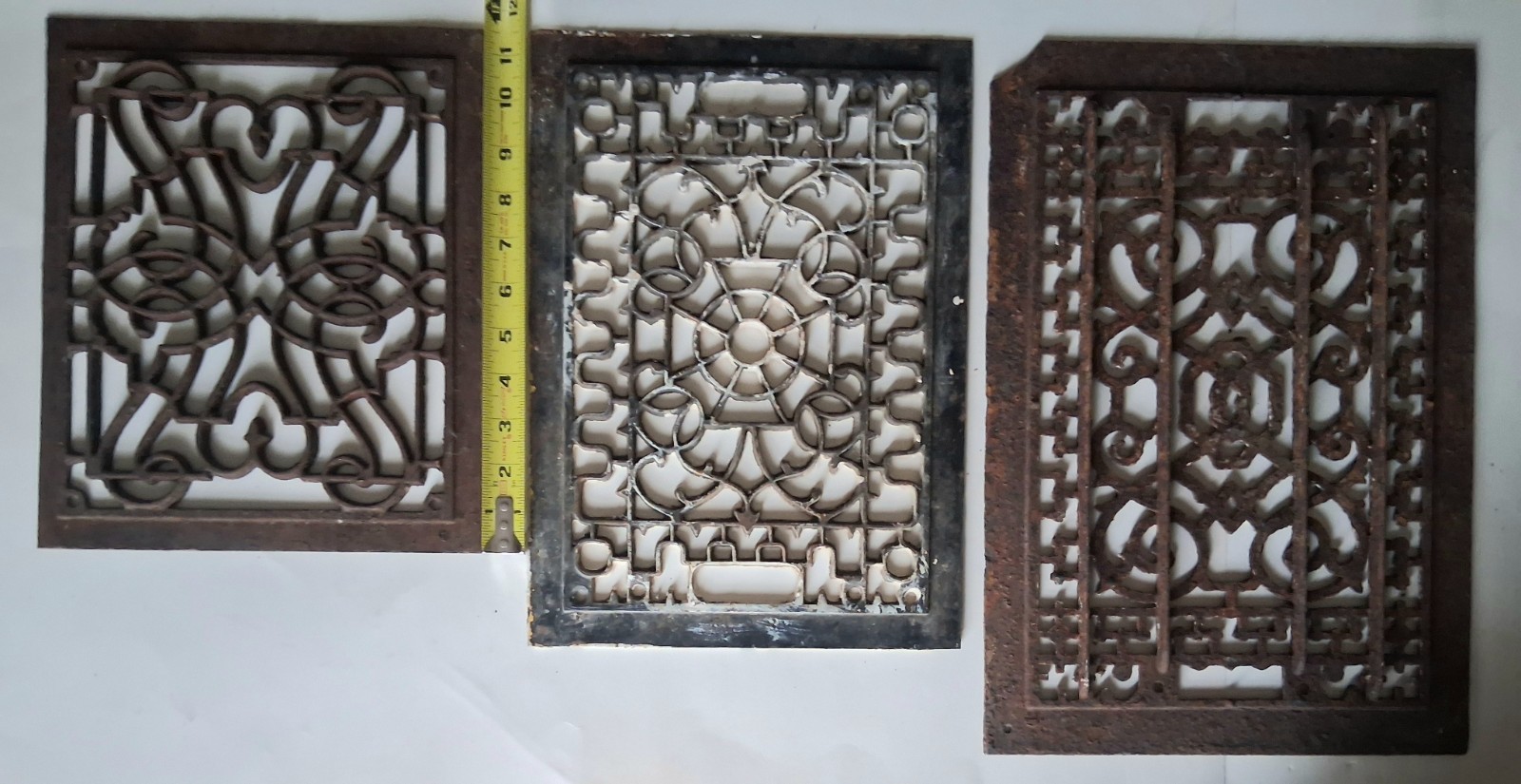 3 Different Size Antique Victorian Cold Air Return Heat Grate Cast Iron 