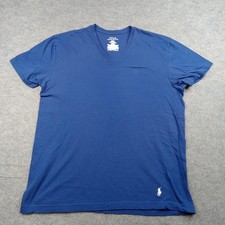 Polo Ralph Lauren Shirt Mens Large Blue Pony Logo V Neck Tagless Cotton Tee