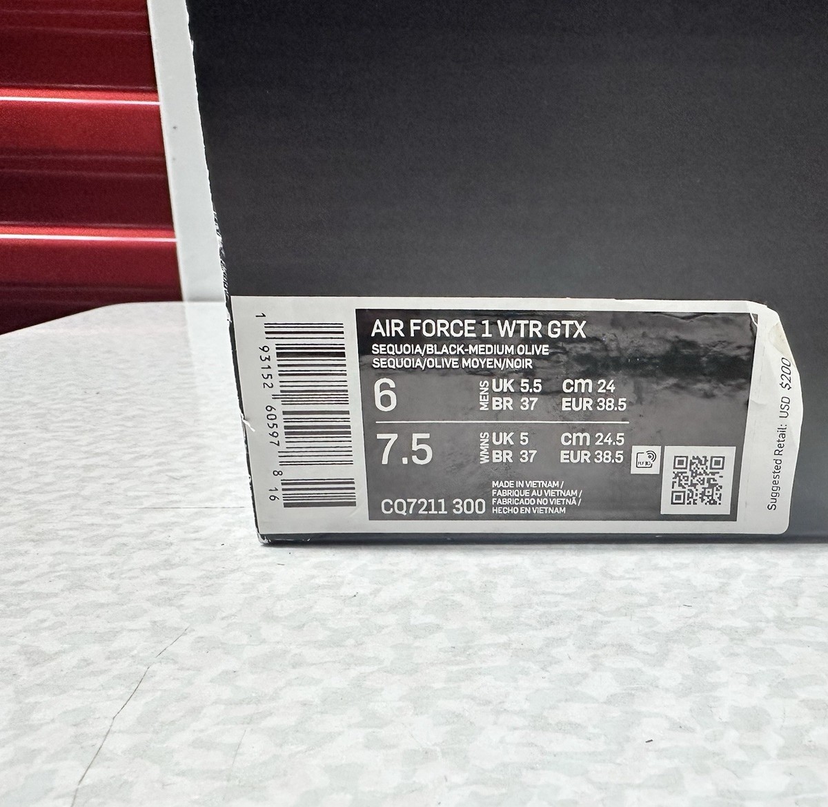 Men's NIKE Air Force 1 WTR GTX - Winter Gore-Tex Shoe Size 6