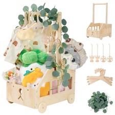 Babyparty Geschenk mit Griff, Holzr&auml;dern Kinder Holz Holzkiste Babygeschenk