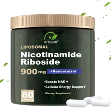 80 caplets Nicotinamide Riboside+Resveratrol NAD+ Supplement 900mg Anti-Aging