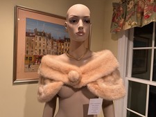 Light Cream Blonde Mink Real FUR STOLE EVENING WRAP SHOULDER SHRUG Bridal