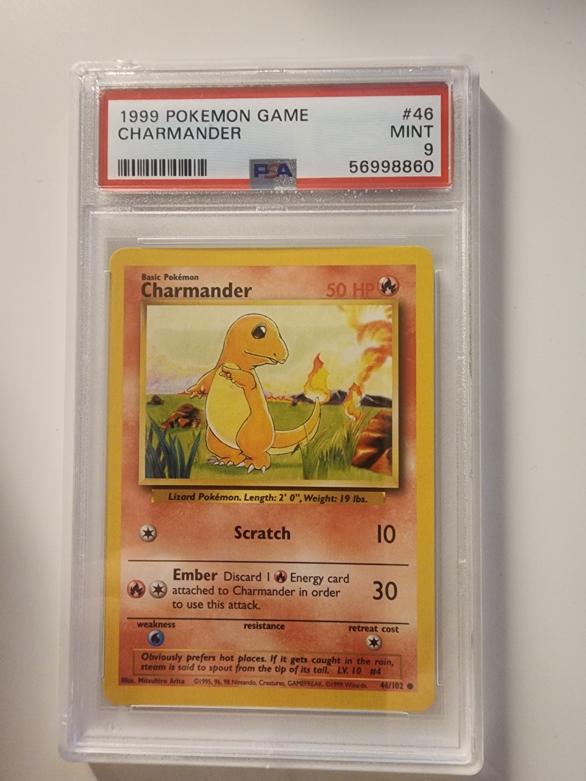 1999 Pokemon Game Base Set #46 Charmander PSA 9 MINT