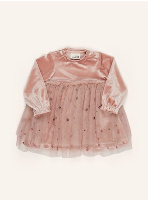 Samtkleid Baby Mädchen 80 + Haarreif mit Boho Blumen 