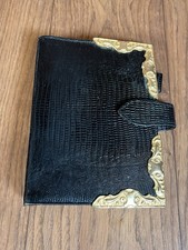 Glen Miller for Ann Turk Vintage Black Croc Embossed Planner Gold Crocodile