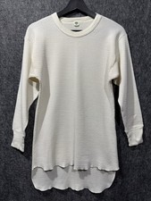 Vintage 70s White Waffle Knit Hanes Thermal Long Sleeve 50/50 L