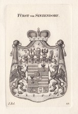 1830 Sinzendorf Wappen coat of arms Kupferstich engraving Heraldik heraldry