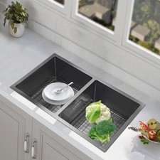 Double Bowl Kitchen Sink Modern Kitchen Sink 304 Stainless Steel 14 in 16 in