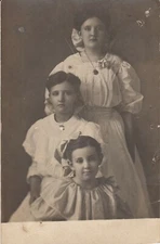 Vintage RPPC Real Photo Postcard - Mom and Kids - Family