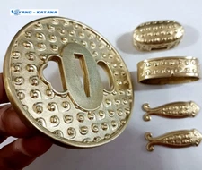 Brass Tsuba Kashira Fuchi Menuki for Japanese Samurai Katana Sword Tachi