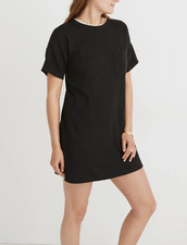 MADEWELL WOMEN'S TRUE BLACK SHORT SLEEVE CHEST POCKET RIB T-SHIRT DRESS Sz M