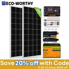 100w 200w 400w Watt 12volt Solar Panel Kit 50/100ah Lithium Battery Rv Off Grid