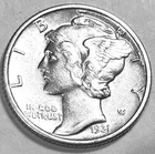 1931 S Mercury Dime Free Shipping Sharp Bu +