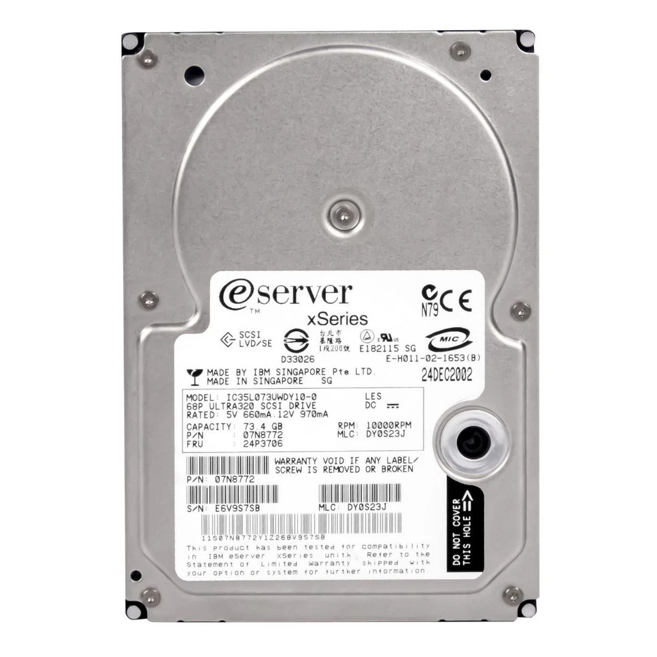 Hard IBM 24P3706 73GB 10000U/Min 8MB U320 SCSI IC35L073UWDY10-0 3.5'' Inch - Image 2 of 3