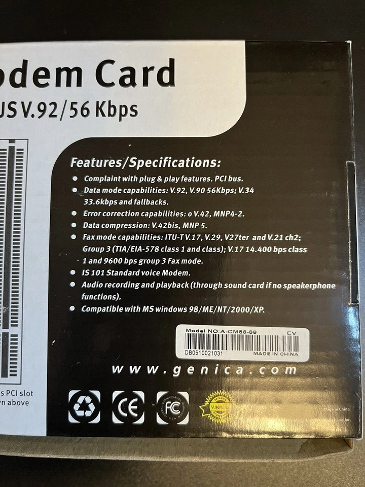 Conexant Modem Card PCI BUS V.92 / 56 Kbps Genica New - Image 3 of 4