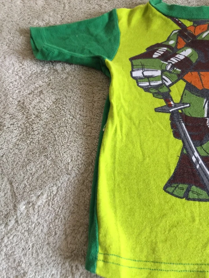 Teenage Mutant Ninja Turtles Boys Green Leo Snug Short Sleeve Pajama Shirt 8 - Image 3 of 4