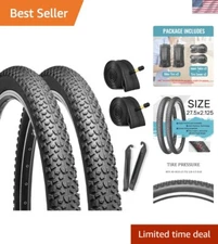 Ultimate 2-Pack Mountain Bike Tires and Inner Tubes - Puncture-Resistant Design