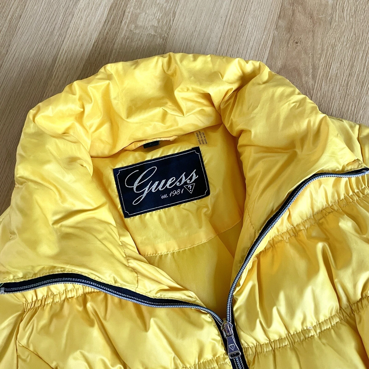 Guess yellow shop bubble coat
