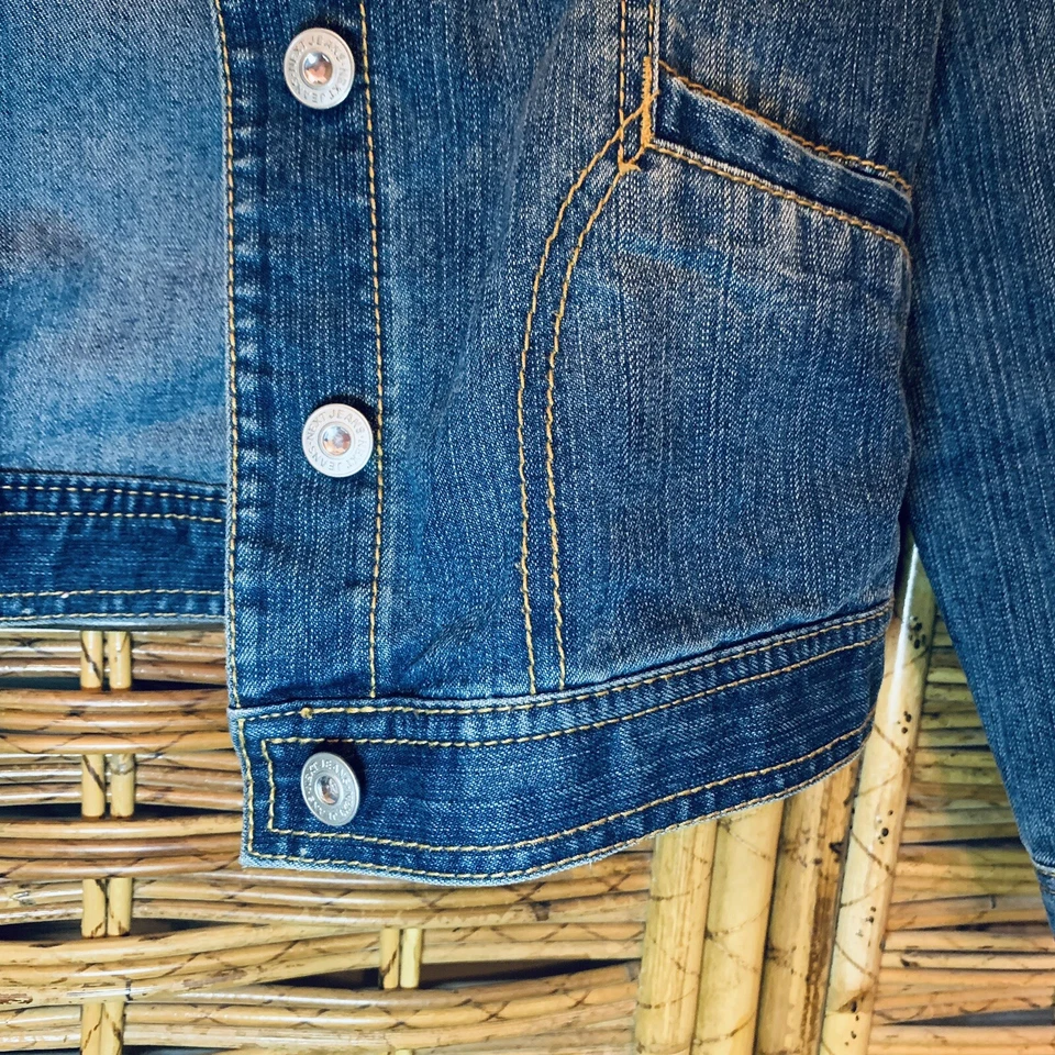 Next Jeans Niñas Algodón Azul Envejecido Denim Chaqueta Bling Tachuelas Talla 11-12 Años Foto 4 de 4