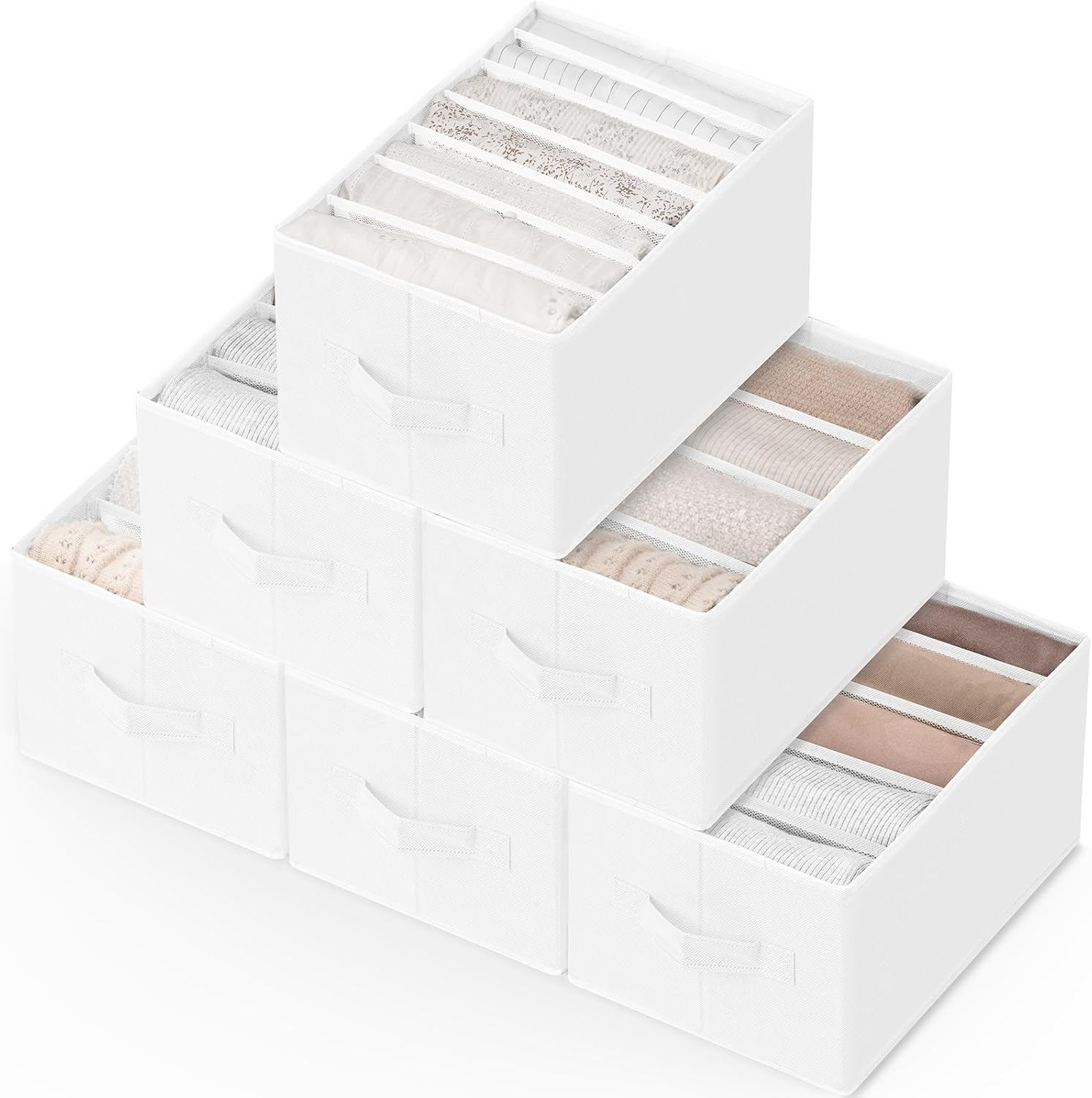 6 Pack Large Clothes Organizer, Wardrobe Closet Organizer and Storage with Handl