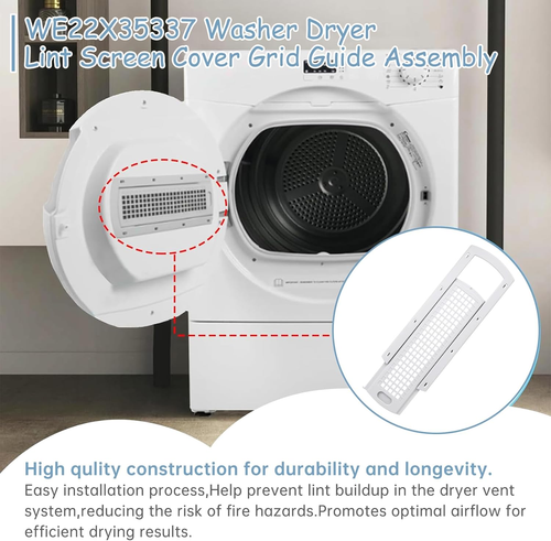 WE22X35337 Washer Dryer Lint Screen Cover Grid and Lint Filter Slide Guide Assem - Picture 6 of 12