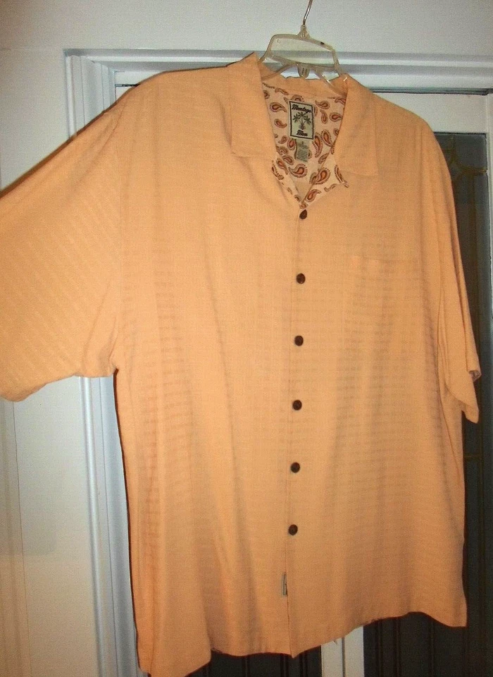 Montego Mon XL Silk Embroidered S/S Shirt Drinks On Me Coconut Palm Bar on Back - Image 2 of 4