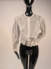 EARLY EDWARDIAN THINNEST WHITE SILK DE CHINE BLOUSE 