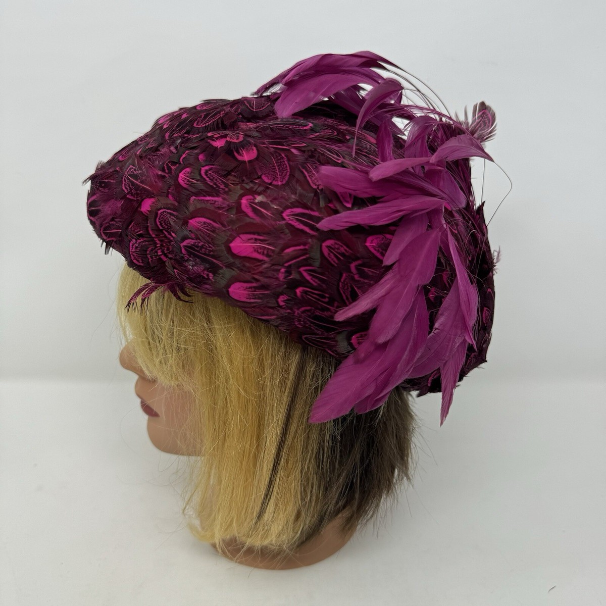 Vintage JACK MCCONNELL Designer Boutique Burgundy Feathers 