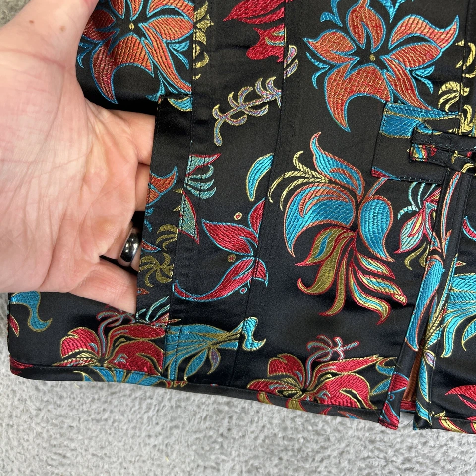 Chaqueta Chicos Mujer 0 Floral Asiático Oriental Kimono Blusa Toggle Mezcla Seda Foto 4 de 4