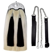 BEST SELLING WHITE HORSE HAIR SPORRAN 100 ORIGINAL BAGPIPER LONG KILT SPORRAN