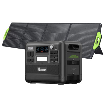 FOSSiBOT Tragbare Solargenerator Powerstation 200W-Solarpanel F2400 2048Wh 2400W