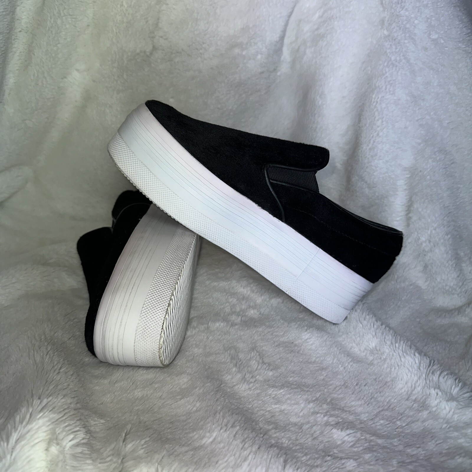 PONY NUOVO Jeffrey Campbell JC Play nero slip on pelliccia di cavallo sneaker scarpa platform 6 5 US