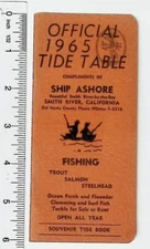 Tide Table 1965  Castle Rock Camp Trout Salmon Steelhead Smith River, California