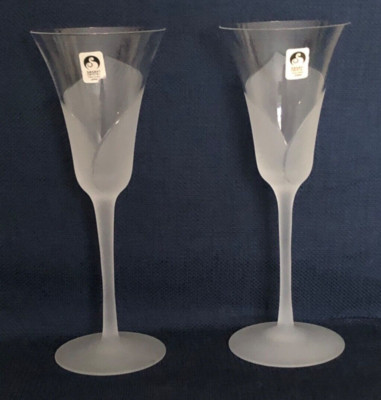 2 Sasaki Hana Wine Glasses Calla Lily 7 3/4'' Discontinued 1991