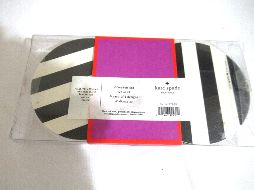 Juego de 24 posavasos de cartón Kate Spade Call to Action 6 cada uno de 4 diseños Foto 3 de 4