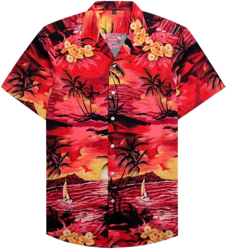 Alimens & Gentle Hawaiian Shirt Cotton Regular Fit Short Sleeve Casual Beach Shi